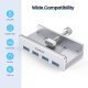 USB 3.0 HUB Clip Type 4 port - aux Micro-USB power input, Aluminum - MH4PU-P-SV USB 3.0 HUB Clip Type 4 port - aux Micro-USB power input, Aluminum - MH4PU-P-SV