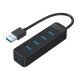USB3.0 HUB 4 port - Type C input, 0.15m cable, aux Type-C power input - TWU3-4A-BK
