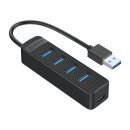 USB3.0 HUB 4 port - Type C input, 1m cable, aux Type-C power input - TWU3-4A-10