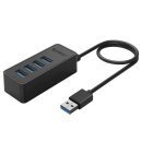 хъб USB3.0 HUB 4 port - USB/Micro USB input, 1m cable - W5P-U3-100-BK-PRO