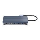 Type-C Docking Station Power Distribution 3.0 100W - HDMI, Type-C x 1, USB3.0 x 3, USB 2.0 x 1, LAN, SD, VGA, Audio - WB-11P-GY