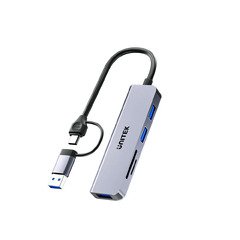 хъб HUB USB-C/USB-A 3 port uHUB P5+ - USB3.0 x 3, Card reader, Aluminium - H1320AGY01 хъб HUB USB-C/USB-A 3 port uHUB P5+ - USB3.0 x 3, Card reader, Aluminium - H1320AGY01