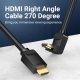 Кабел HDMI Right Angle 270 Degree v2.0 M / M 4K/60Hz Gold - 1.5M Black - AAQBG