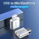 USB Sound card - Headphones, Mic, Silver - VAB-S13