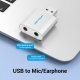 USB Sound card - Headphones, Mic, Silver - VAB-S13