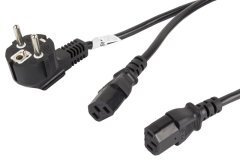 Cable Power cord Schuko / 2 x IEC 320 C13 2m - CA-C13C-13CC-0018-BK